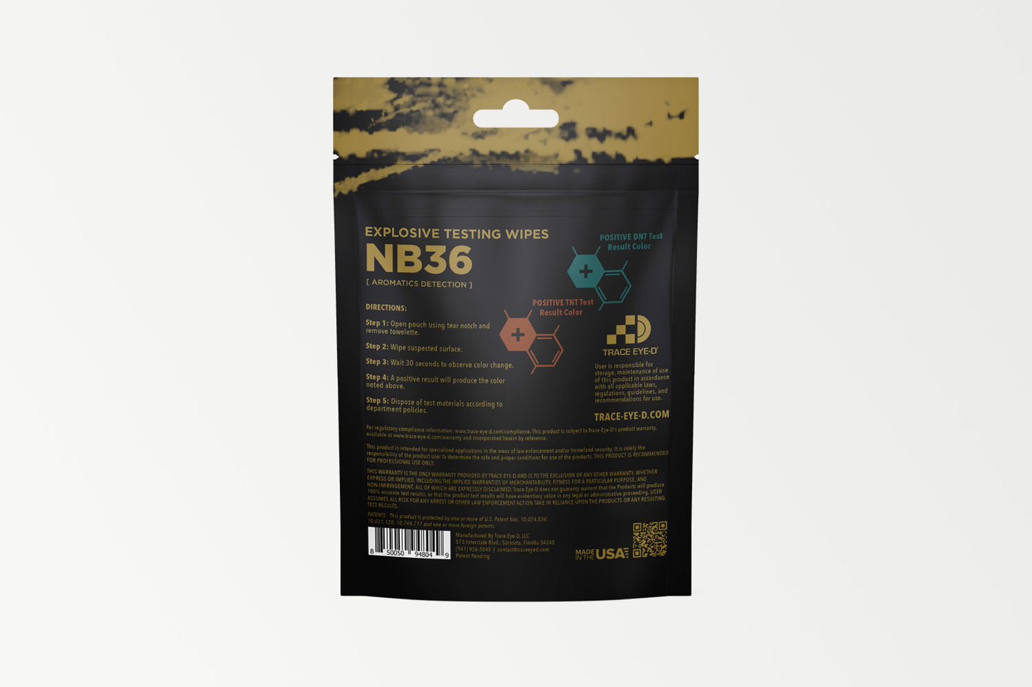 NB36 Aromatic Explosive Detection Wipes - 10ct Bags