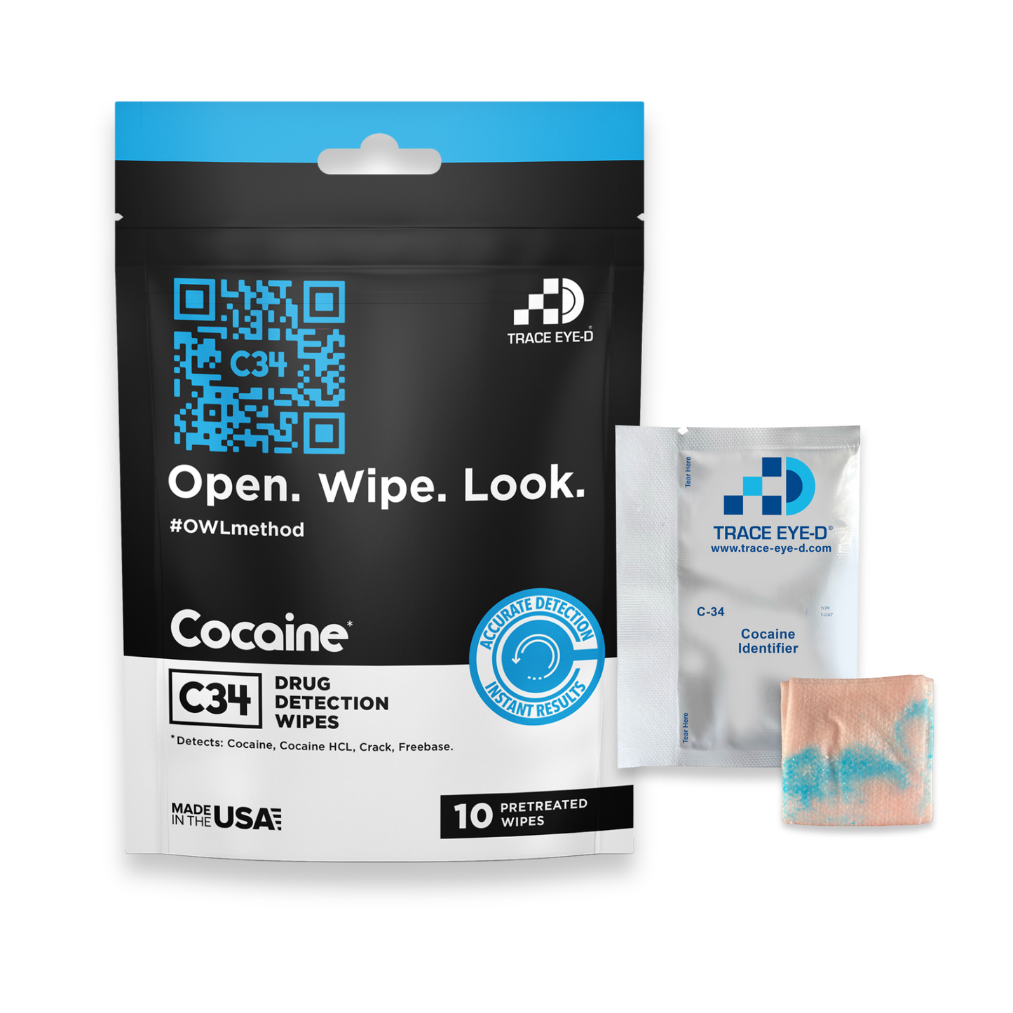 C34 Cocaine Detection Safety Wipes - 10ct Bag