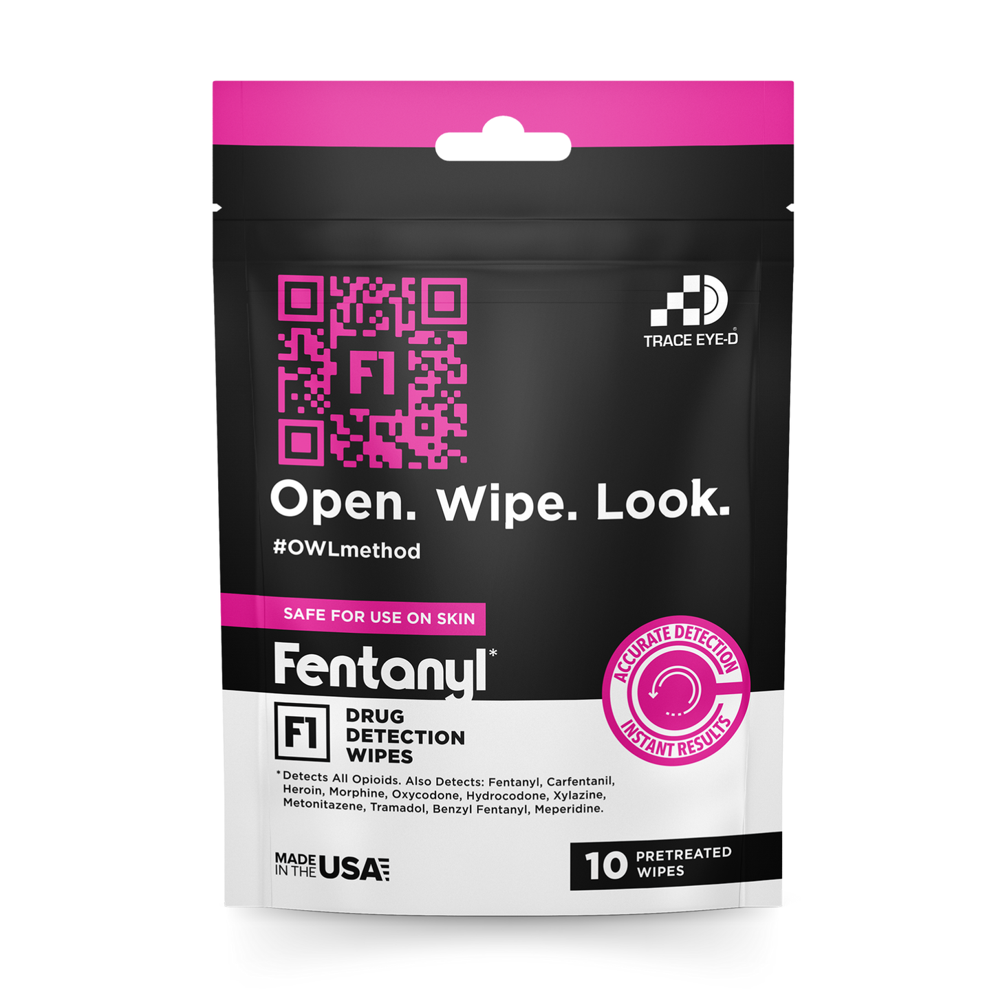 F1 Fentanyl Detection Safety Wipes - 10ct Bag